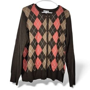 Croft & Barrow argyle Cardigan Sweater, Size Large